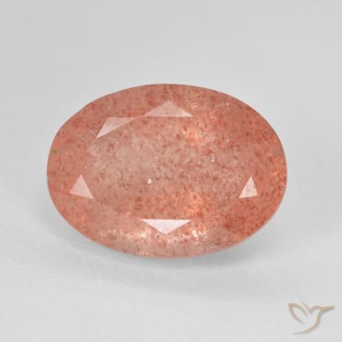 6.41ct Naturel Rose orangé Quartz Fraise, ovale, Translucide
