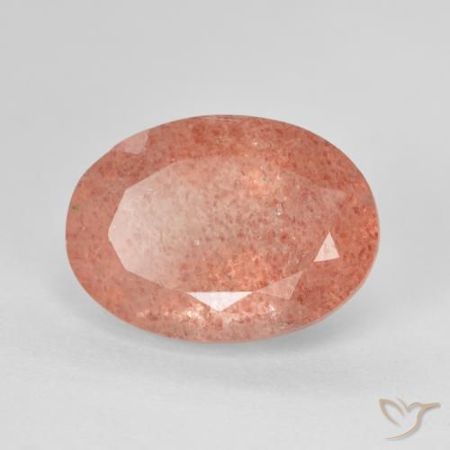 Quartz fraise Rose orangé naturelle ovale, 6.41 ct, Translucide