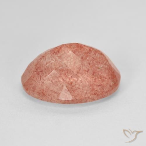 Quartz fraise Rose orangé naturelle ovale, 6.41 ct, Translucide