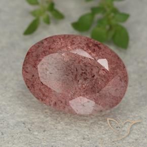 Quartz Fraise Rose naturelle ovale, 6.14 ct, Translucide