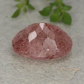 Quartz Fraise Rose naturelle ovale, 6.14 ct, Translucide