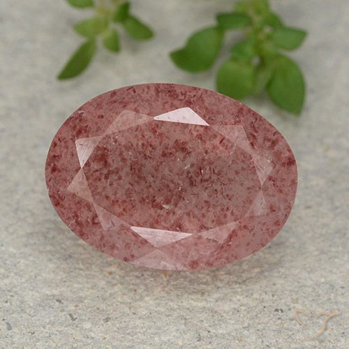 5.56ct Naturel Rose moyen-foncé Quartz Fraise, ovale, Translucide