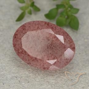 Quartz fraise Rose moyen-foncé naturelle ovale, 5.56 ct, Translucide