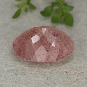 Quartz fraise Rose moyen-foncé naturelle ovale, 5.56 ct, Translucide