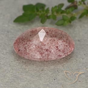 Quartz fraise Rose terreux naturelle ovale, 5.20 ct, Translucide