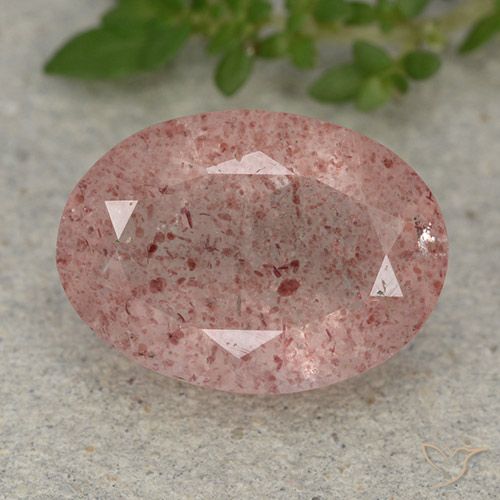 4.88ct Naturel Rose terreux Quartz fraise, ovale, Translucide