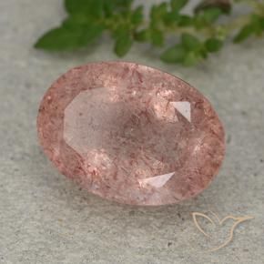 Quartz fraise Rose moyen naturelle ovale, 6.40 ct, Translucide