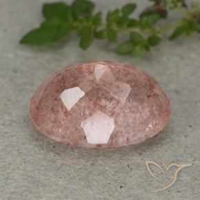 Quartz fraise Rose moyen naturelle ovale, 6.40 ct, Translucide