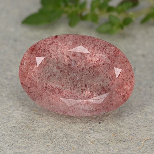 5.85ct Naturel Rose léger Quartz fraise, ovale, Translucide