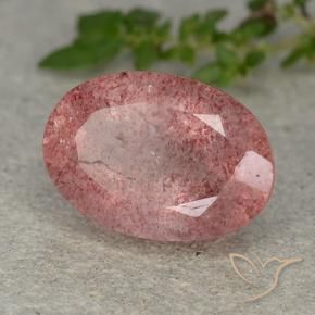 Quartz fraise Rose léger naturelle ovale, 5.85 ct, Translucide
