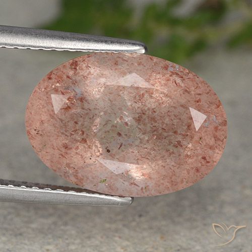 5.70ct Naturel Rose orangé Quartz Fraise, ovale, Translucide