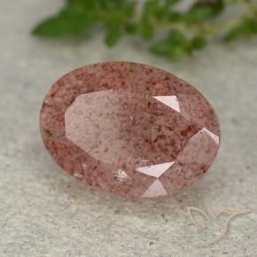 Quartz fraise Rose moyen naturelle ovale, 5.80 ct, Translucide