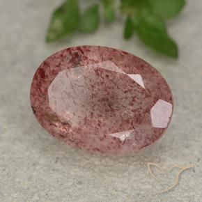 Quartz fraise Rose moyen naturelle ovale, 5.89 ct, Translucide