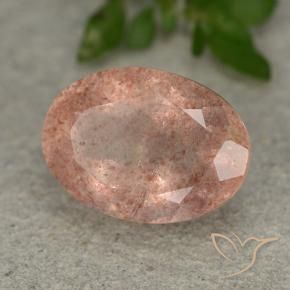 Quartz fraise Pêche rose naturelle ovale, 6.41 ct, Translucide