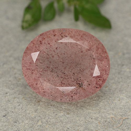 5.64ct Naturel Rose terreux Quartz fraise, ovale, Translucide