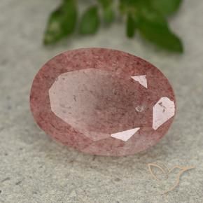 Quartz fraise Rose naturelle ovale, 5.57 ct, Translucide