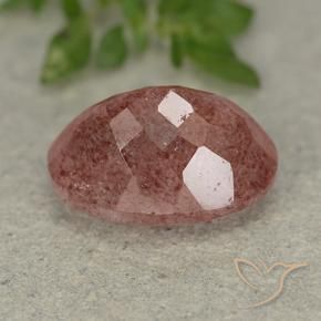 Quartz fraise Rose moyen naturelle ovale, 6.45 ct, Translucide