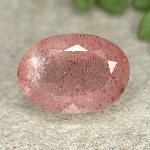 5.75ct Naturel Rose moyen-léger Quartz Fraise, ovale, Translucide