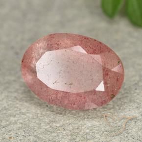 Quartz fraise Rose moyen-léger naturelle ovale, 5.75 ct, Translucide