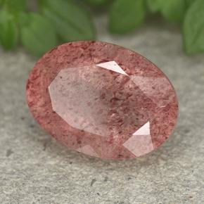 Quartz fraise Rose naturelle Coupe ovale, 6.10 ct, Translucide