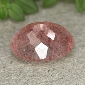 Quartz fraise Rose naturelle Coupe ovale, 6.10 ct, Translucide