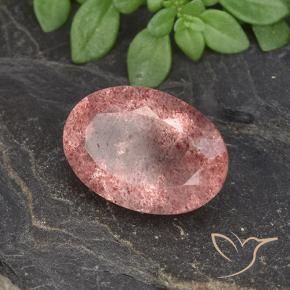 Quartz fraise Rose naturelle ovale, 5.79 ct, Translucide