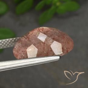 Quartz fraise Rose naturelle ovale, 5.61 ct, Translucide