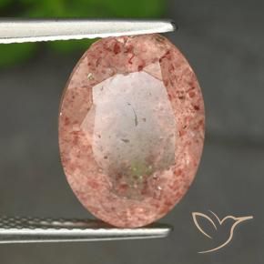 Quartz fraise Rose terreux naturelle ovale, 5.38 ct, Translucide