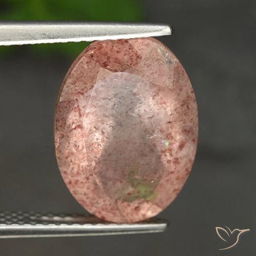 Quartz fraise Pêche Orange naturelle ovale, 5.56 ct, Translucide