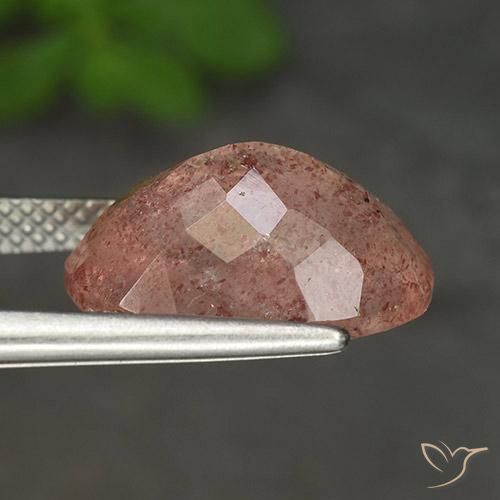 Quartz fraise Pêche Orange naturelle ovale, 5.56 ct, Translucide