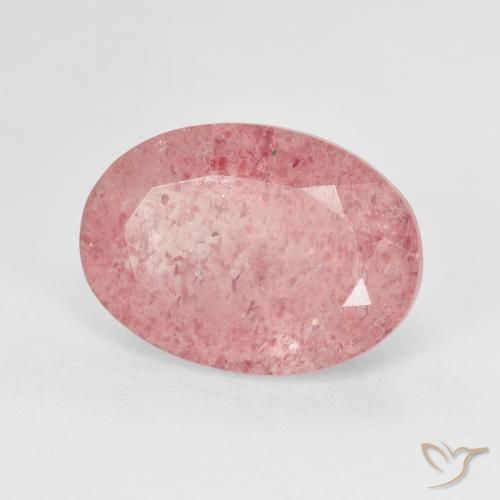 Quartz Fraise Rose moyen naturelle ovale, 6.39 ct, Translucide