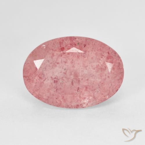 Quartz Fraise Rose moyen naturelle ovale, 6.39 ct, Translucide