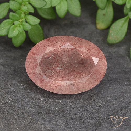 5.87ct Naturel Rose léger Quartz Fraise, ovale, Translucide
