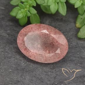 Quartz fraise Rose léger naturelle ovale, 5.87 ct, Translucide
