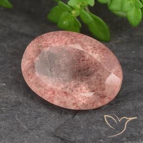Quartz Fraise Rose naturelle ovale, 5.96 ct, Translucide