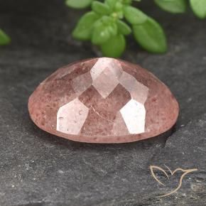 Quartz Fraise Rose naturelle ovale, 5.96 ct, Translucide
