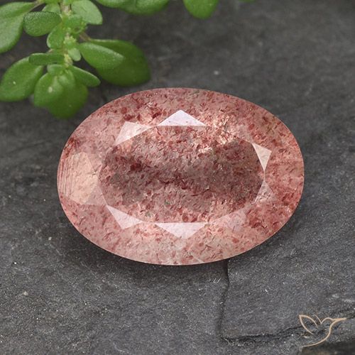 5.14ct Naturel Rose framboise Quartz fraise, ovale, Translucide