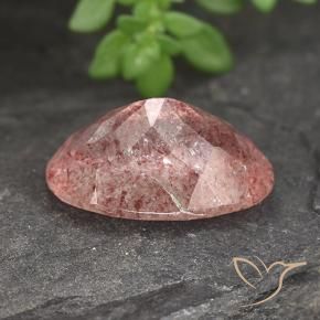 Quartz fraise Rose framboise naturelle ovale, 5.14 ct, Translucide