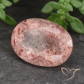 Quartz Fraise Rose framboise naturelle ovale, 5.79 ct, Translucide
