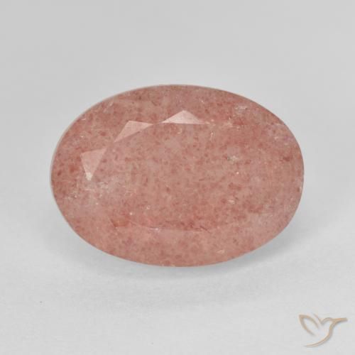 Quartz Fraise Rose moyen naturelle ovale, 6.68 ct, Translucide