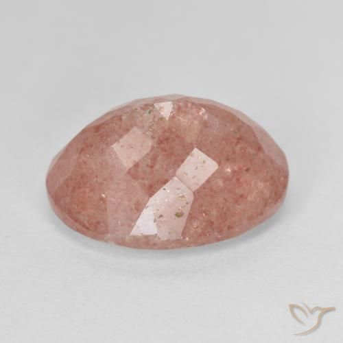 Quartz Fraise Rose moyen naturelle ovale, 6.68 ct, Translucide