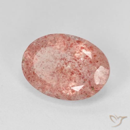 Quartz fraise Rose moyen naturelle ovale, 5.36 ct, Translucide