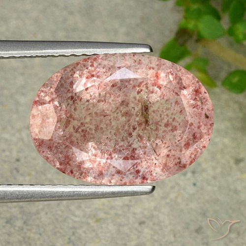 6.28ct Naturel Rose terreux Quartz Fraise, ovale, Translucide