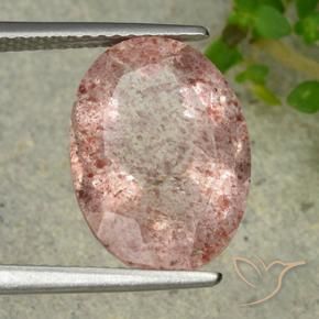 Quartz fraise Rose terreux naturelle ovale, 6.28 ct, Translucide