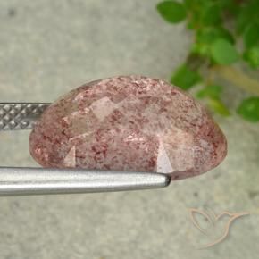 Quartz fraise Rose terreux naturelle ovale, 6.28 ct, Translucide