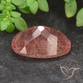 Quartz Fraise Rose moyen naturelle ovale, 5.52 ct, Translucide
