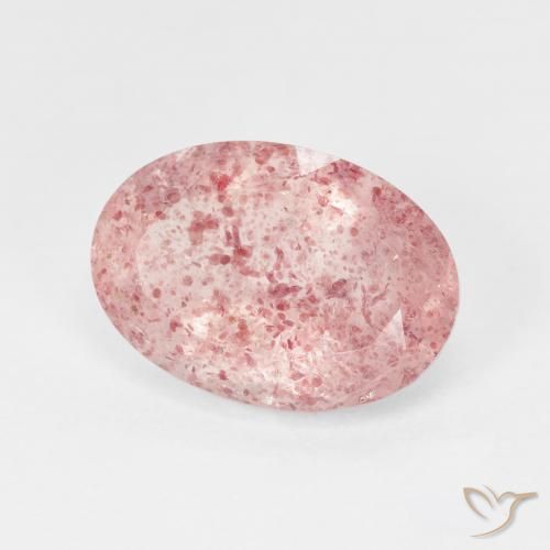 Quartz fraise Pale Red Orange naturelle ovale, 4.96 ct, Translucide