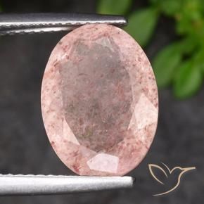 Quartz fraise Flamant rose naturelle ovale, 4.72 ct, Translucide