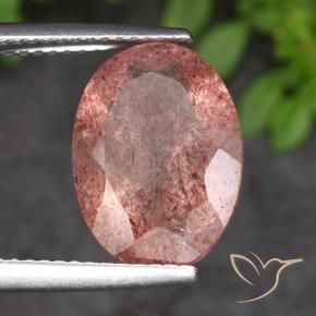Quartz Fraise Rose naturelle ovale, 4.85 ct, Translucide