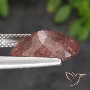 Quartz Fraise Rose naturelle ovale, 4.85 ct, Translucide